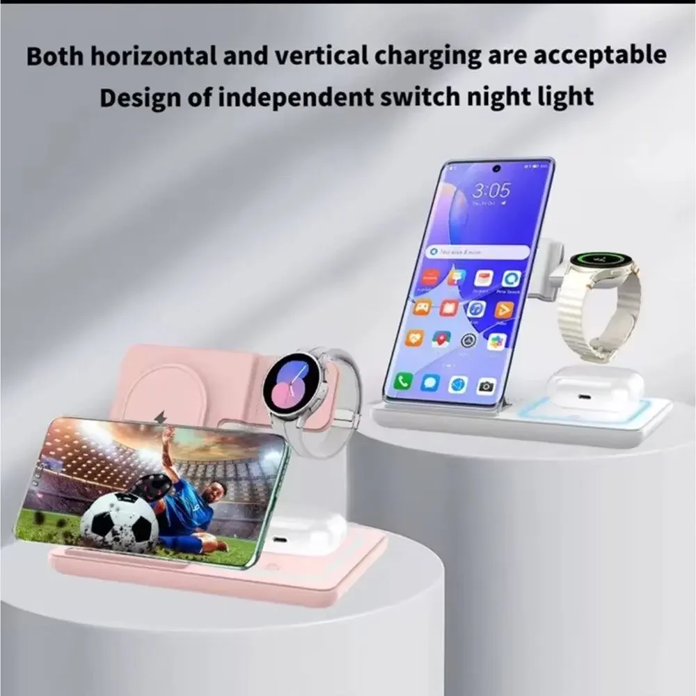 3 In 1 Wireless Charger Stand For Samsung Galaxy Watch Buds Foldable LED